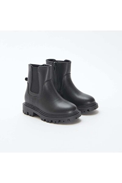 KİABİ Fitted Faux Leather Boots BLACK