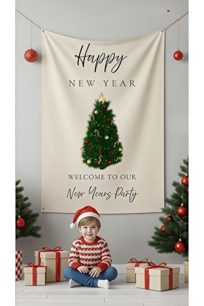 Puppetzzz Kişiselleştirilebilir Büyük Ebat Yılbaşı Konseptli Fotoğraf Fonu Fl...