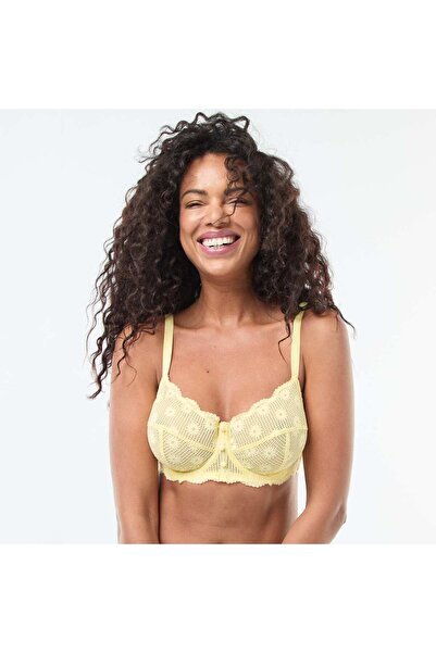 KİABİ Lace Balconette Bra D & E Cup YELLOW