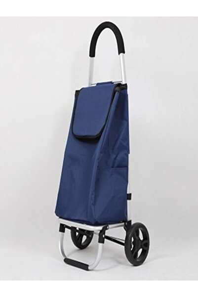 WDA Shopping Cart with Wheels, Navy Blue Rolling Grocery Trolley Bag with Handle