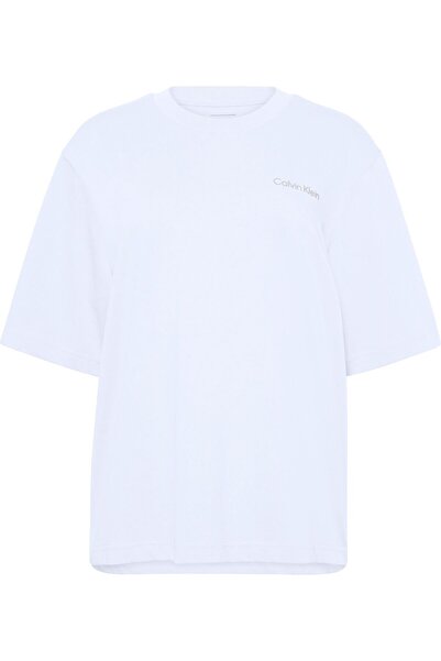 Calvin Klein Jeans Bisiklet Yaka Düz Beyaz Kadın T-Shirt LV047AB813YAA