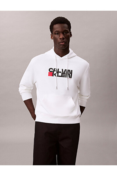 Calvin Klein Jeans Hooded Collar White Men's Sweatshirt Lv04Rd258Gyaf Ls Eu 3...