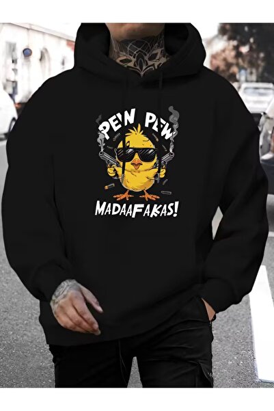 ship master Men's Pew Pew Madafakas Printed Hooded Sweatshirt - Trend Streetw...