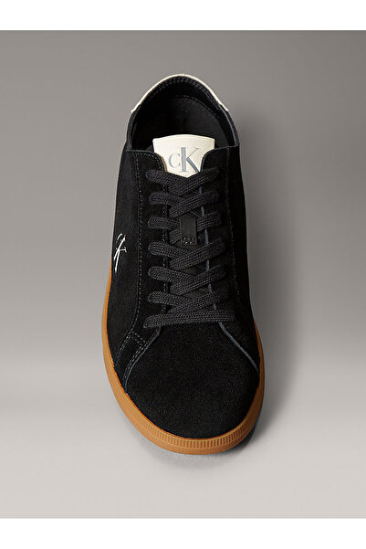Calvin Klein Erkek Süet Deri Rahat ve Düz Taban CK Logolu Siyah Sneaker YM0YM01321-01J