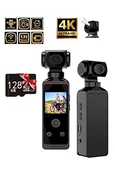 Lowyam Handheld 4K Waterproof Action Camera - 270° Rotating Lens, 1.3" Screen