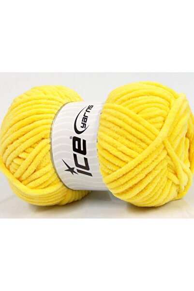 Ice yarns 4x100 جرام. قماش شينيل للأطفال من الألياف الدقيقة باللون الأصفر للش...