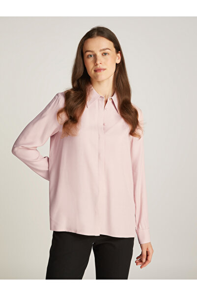 Tommy Hilfiger قميص نسائي وردي ضبابي مخفي مريح