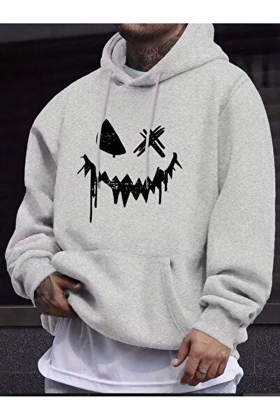 ship master Men's Grotesque Face Printed Trend Hooded Sweatshirt - Comfortabl...
