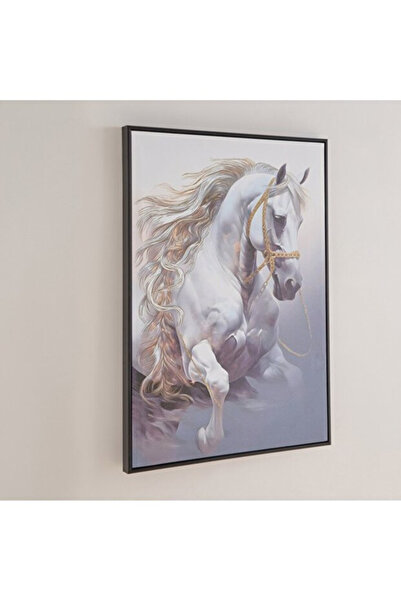 ALAYRA International لوحة قماشية مؤطرة لحصان يركض مع رقائق معدنية (30 × 40 سم...