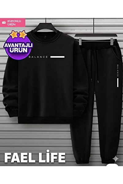 FAEL LİFE طقم شتوي للجنسين (بنات/أولاد) بطباعة متوازنة وحجم كبير