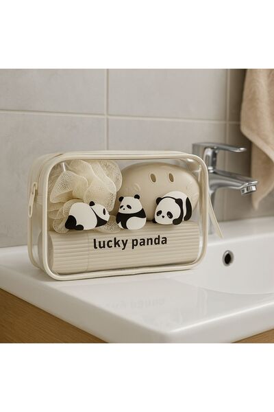 ARVALE Portable Bathroom Travel Kit – Includes Soap Dispenser, Brush Container, Washcloth, Comb - Lucky Panda