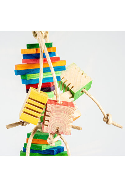 LAROY GROUP Bird Toy, Wooden and Paper Pendant, Multicolor, 15x15x53cm, L14891