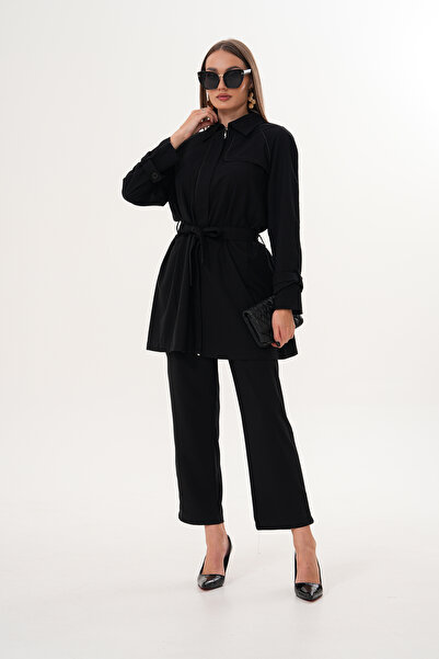 EL jadida Women's Zippered Plus Size Jacket Set