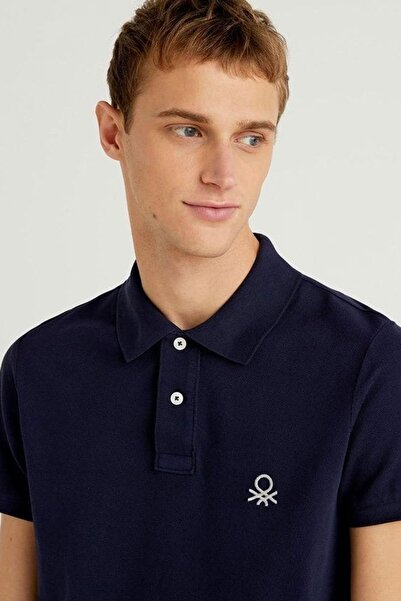 United Colors of Benetton Ανδρικό μπλουζάκι με γιακά πόλο σε μπλε ναυτικό χρώμα (Κωδικός μοντέλου: 3089J3178)