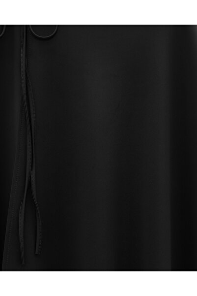 Modamorfo Layered Zippered Scuba Skirt with Side Tie Detail - Black