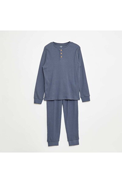 KİABİ طقم بيجامة مكون من تيشيرت مضلع + بنطلون - قطعتين رمادي