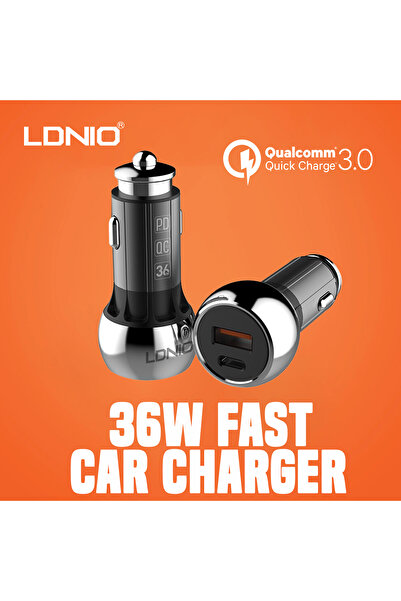 LDNIO C1 36W Dual Port Fast Car Charger PD + QC3.0 USB Type-C Quick Charge Adapter for Vehicles