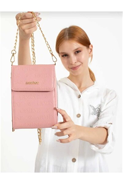 Armine TREND حقيبة نسائية، حقيبة كتف للسهرة بحزام سلسلة، لون وردي باهت