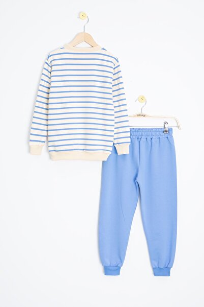 Cansın Mini Set de trening pentru băieți cu detaliu de buzunar cu dungi albastre 23341