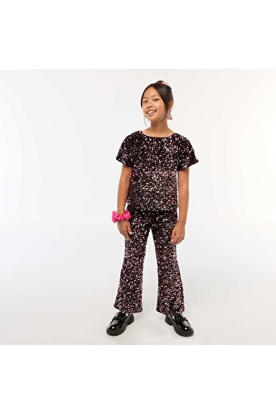 KİABİ بنطلون لامع وواسع باللون الوردي