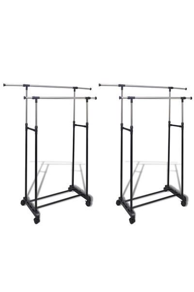 vidaxl Adjustable Clothes Racks 2 pcs 2 Hanging Rails