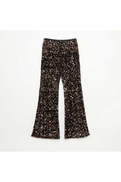 KİABİ بنطلون لامع بقصّة واسعة باللون الأصفر