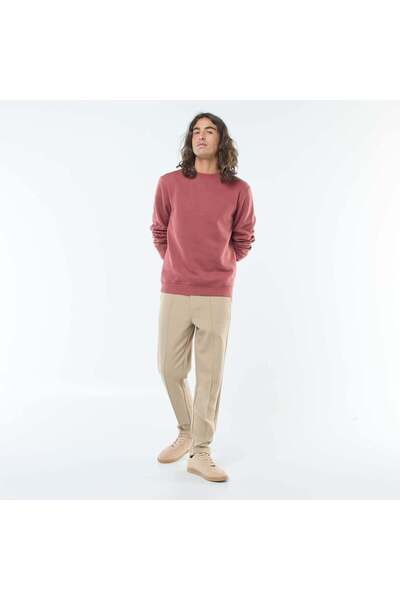 KİABİ Plain piqué knit joggers BEIGE