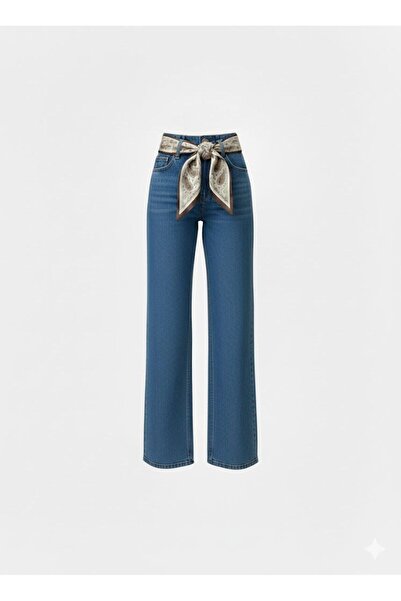 ELONİ New Season Scarf Detailed Waist-Tied High Waist Palazzo Pants