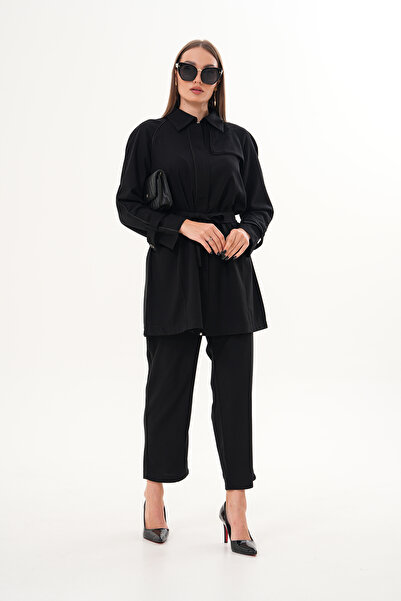 EL jadida Women's Zippered Plus Size Jacket Set