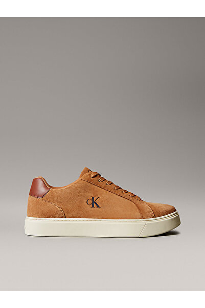 Calvin Klein Ανδρικό παπούτσι με χαμηλή σόλα με άνετη σόλα Ck με λογότυπο καφέ σουέτ YM0YM01434-0GG