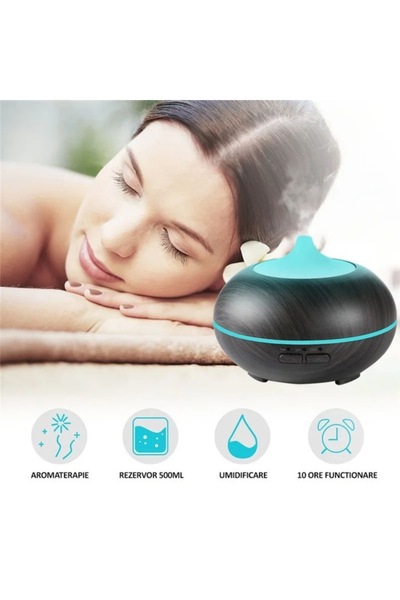 varioshop Ultrasonic Aroma Diffuser and Humidifier with Ionizer, LED & Remote, 400 ml, Brown