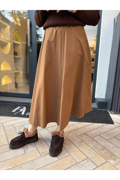 QOOQ STORE 26FW502 Ήρεμη γυναικεία φούστα Camel