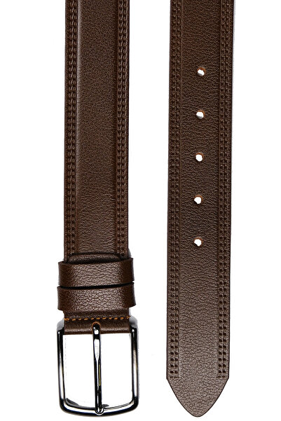 CüzCan Чоловічий ремінь з натуральної шкіри, 4 см, подвійний шов (ДЖИНСИ/ЛІН)