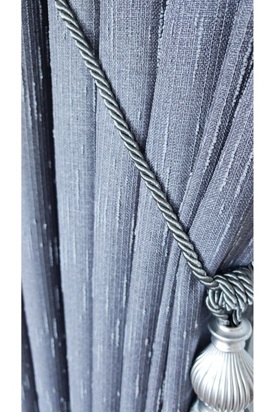 Yuka Panel Curtain Gray Slub Pattern Single Panel 1/3 Pleated Luxury Series Heavy Weight