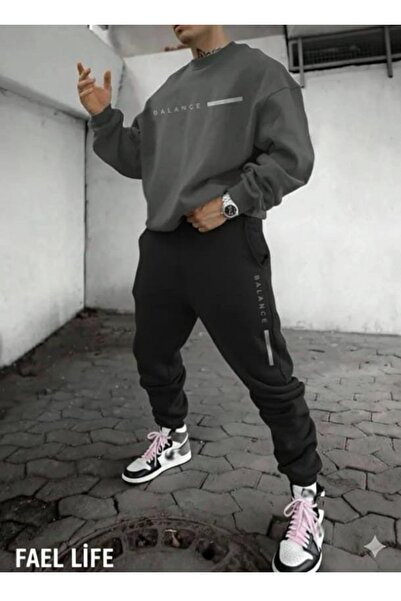 FAEL LİFE طقم شتوي للجنسين (بنات/أولاد) بطباعة متوازنة وحجم كبير