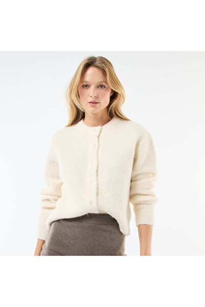 KİABİ Bouclé Knit Cardigan WHITE