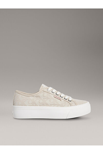 Calvin Klein Kadın Jakarlı Düz Platform Bej Sneaker YW0YW01965-0GA