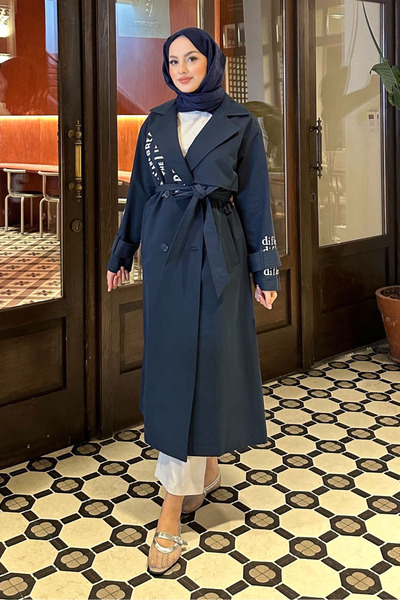Ovn. Zayne Kol Kemerli Trençkot - Lacivert