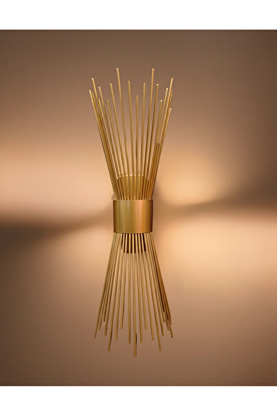 gaziantepavize Hisar Gold Metal Pilli Aplik Günışığı Ledli Modern Duvar Aplik Duvar Lambası İç Mekan - Tek Adet