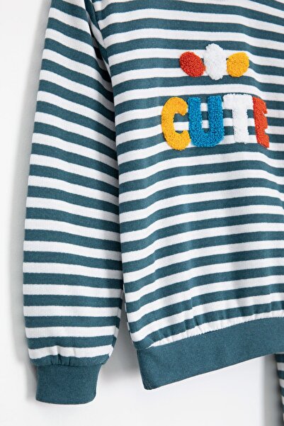 Cansın Mini Set de trening pentru băiat Indigo, cu broderie drăguță, cu dungi Ş cu căptușeală din fleece 23313