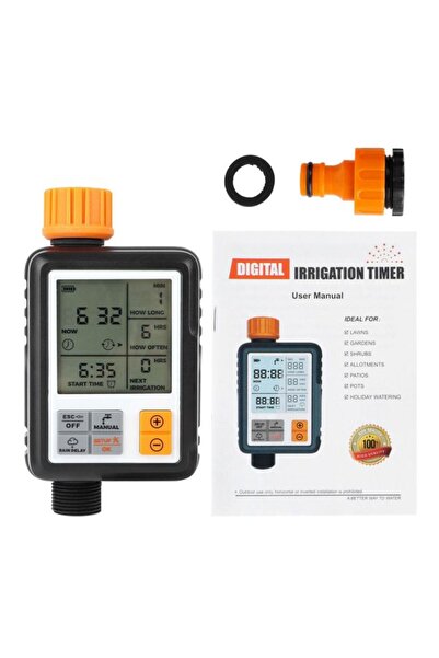 Taimi مؤقت رقمي أوتوماتيكي لنظام الري باللون الأسود/البرتقالي