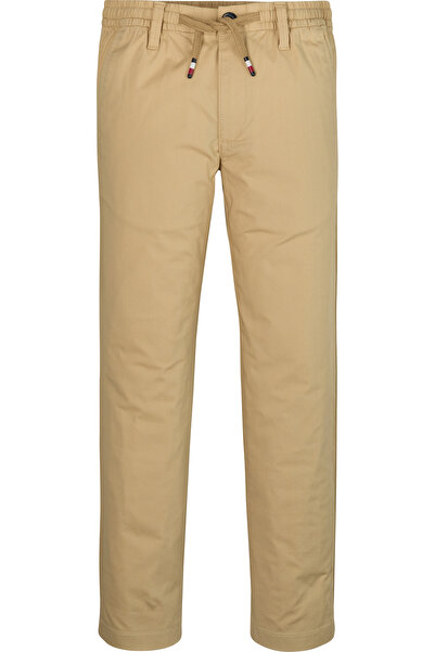 Tommy Hilfiger بنطال مريح من القطن والببلين باللون البيج للأولاد