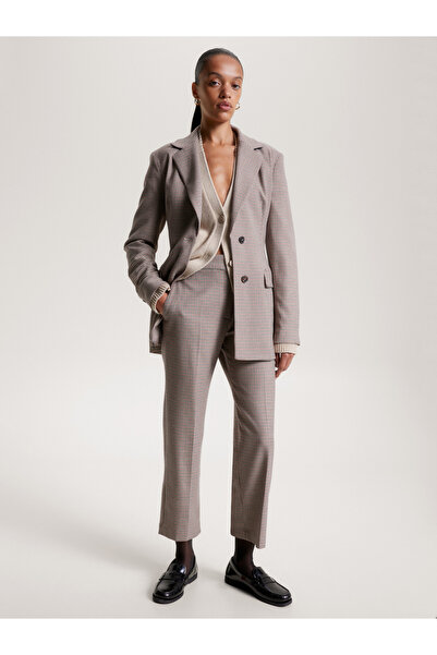 Tommy Hilfiger Women Houndstooth Rouge Slim Rwb Straight Leg Trousers