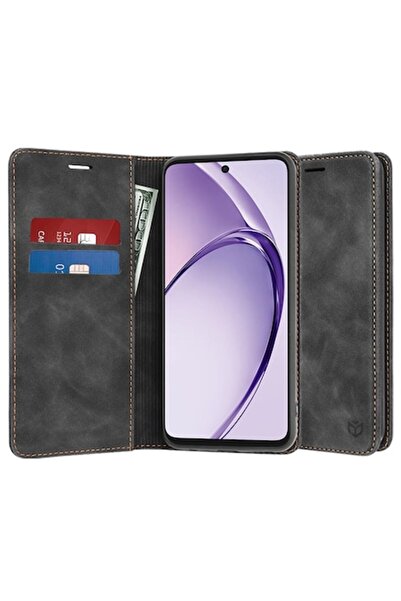 Techsuit Husă compatibilă cu Oppo A40 (4G) / A60 (5G) - piele premium, negru ...