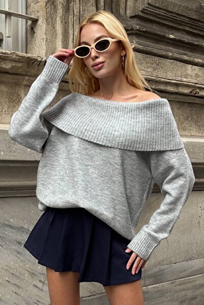 VAGGON Women's Grimelange Madonna Collar Long Sleeve Knitwear Dress Vs01542