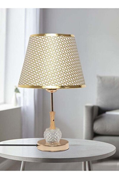 Nisf Alqamar Half Moon Gold Table Lamp with Elegant Mesh Design and Tri-Color LED Bulb