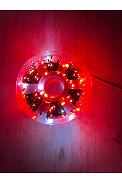 OKYANUSAYD 50 METRE 240 LEDLİ SİYAH KABLO KIRMIZI SABİT BEYAZ IŞIK ÇAKARLI YILBAŞI AĞACI SÜSLEME İP LED IŞIK