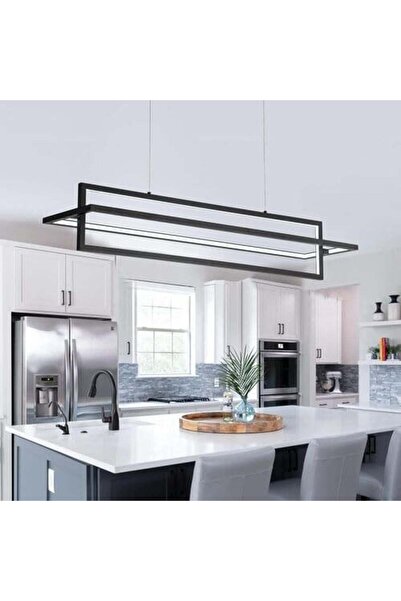 GENERAL Modern Rectangular Ceiling Chandelier Black 90 cm - 3 LED Lights