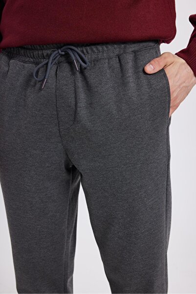 Tudors Men's Regular Fit Classic Cut Elastic Waist Lace-Up Dark Gray Jogger Pants