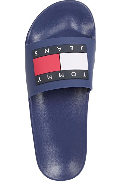 Tommy Hilfiger Women's Brand Logo Rubber Sole Comfortable Dark Navy Blue Slippers En0En02115 C6